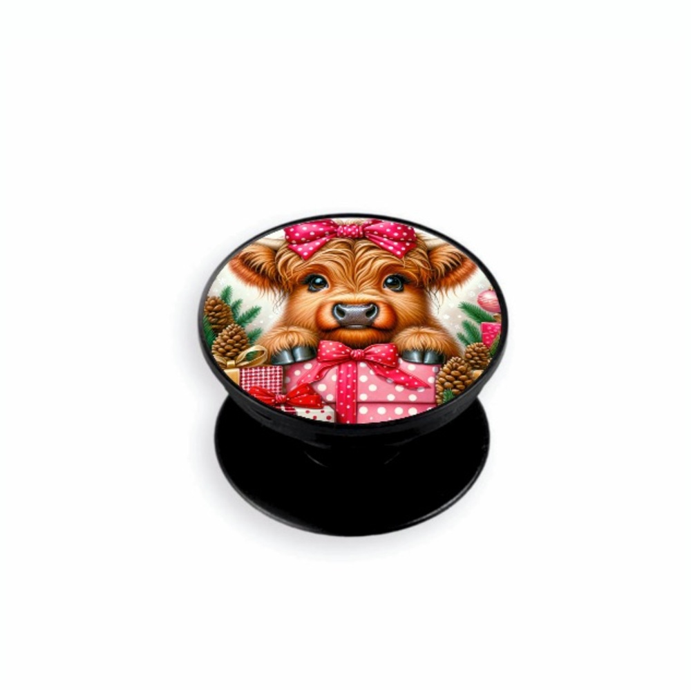 Cute Cow Phone Grip with Bow